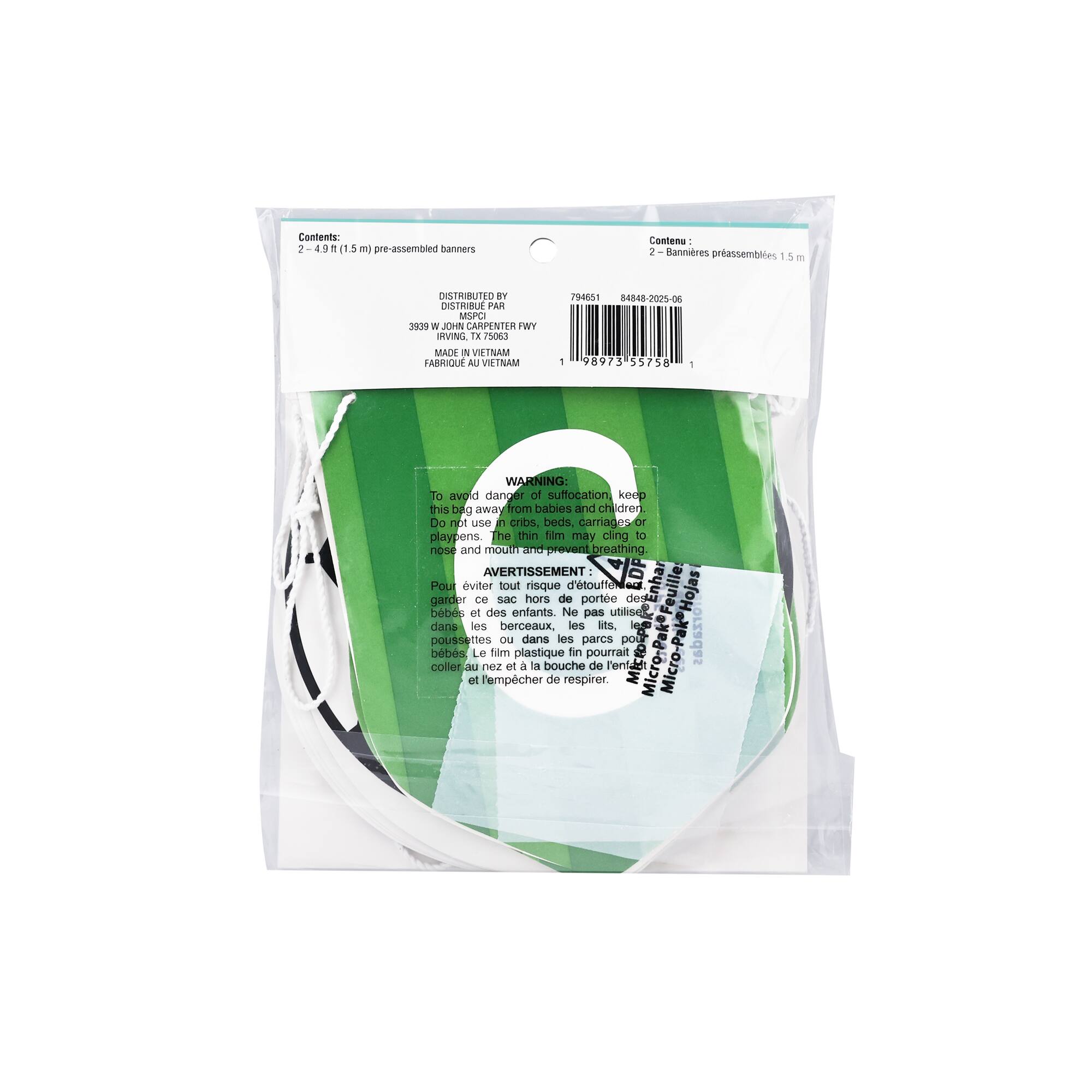 5ft. Green, Black & White Game Time Soccer Banner Set by Celebrate It™